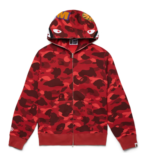 BAPE Color Camo Shark Full Zip Hoodie Red